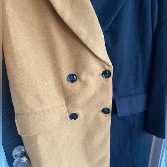 NWT Who What Wear Brown and Black Colorblock Double Breasted Peacoat-Size XS - Picture 3 of 8